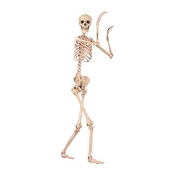 Crazy Bonez Pose-N-Stay Life Size 5 FT Skeleton with Realistic Posable and Movable Joints for Halloween Indoor and Outdoor Decoration