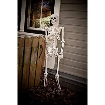 Crazy Bonez Pose-N-Stay Life Size 5 FT Skeleton with Realistic Posable and Movable Joints for Halloween Indoor and Outdoor Decoration