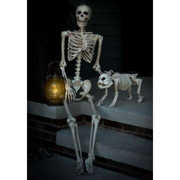 Crazy Bonez Pose-N-Stay Life Size 5 FT Skeleton with Realistic Posable and Movable Joints for Halloween Indoor and Outdoor Decoration