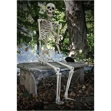 Crazy Bonez Pose-N-Stay Life Size 5 FT Skeleton with Realistic Posable and Movable Joints for Halloween Indoor and Outdoor Decoration