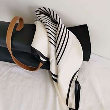 FONYVE Silk Feeling Scarf Medium Square Satin Head Wrap for Women 27.5 inches