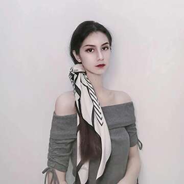 FONYVE Silk Feeling Scarf Medium Square Satin Head Wrap for Women 27.5 inches