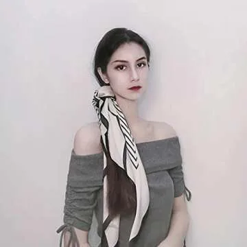 FONYVE Silk Feeling Scarf Medium Square Satin Head Wrap for Women 27.5 inches