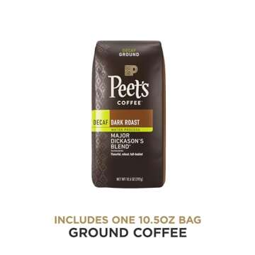 Peet's Coffee, Dark Roast Ground Coffee - Decaf Major Dickason's Blend 10.5 Ounce Bag