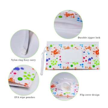 FAREVER Baby Wipe Dispenser, 4 Pack Portable Refillable Wipe Holder, Reusable Lightweight Wipes Container Case Holder for Travel Wet Wipe Pouch,Floral