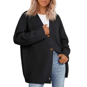 LILLUSORY Women Oversized Cardigan Sweater - Cozy Chic V Neck Knit