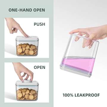 8-Piece Set of Pop Airtight Food Storage Containers with Lids Stackable Containers for Kitchen Pantr...