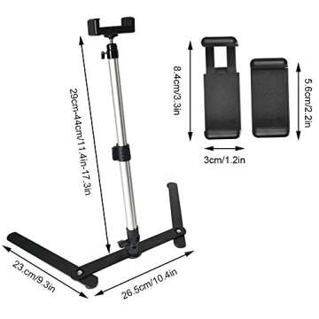 Ajustable Tripod with Cellphone Stand,Overhead Phone Mount,Camera Video Table Top Light Weight Tripo...