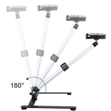 Ajustable Tripod with Cellphone Stand,Overhead Phone Mount,Camera Video Table Top Light Weight Tripod,Teaching Online Holder,Live Streaming,Online Video,Compatible with Smart-Phone