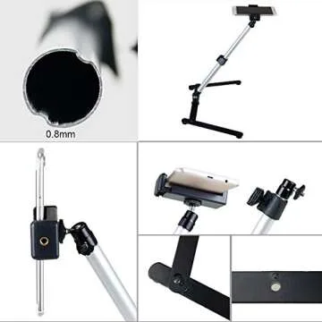 Ajustable Tripod with Cellphone Stand,Overhead Phone Mount,Camera Video Table Top Light Weight Tripod,Teaching Online Holder,Live Streaming,Online Video,Compatible with Smart-Phone