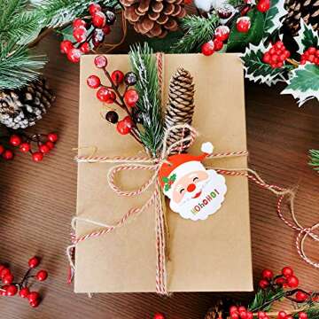 Winlyn 170 Pcs Christmas Wrap Tags Holiday Hang Tags Paper Cuts Hollow Christmas Tree Santa Snowflake Design Party Favor Tags with Twines for Arts Crafts Wedding Christmas Festival
