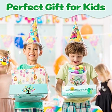 Colorful Wooden Stacking Rocks for Creative Play