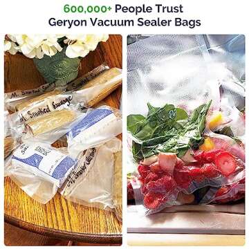 GERYON Vacuum Sealer Bags - 120 Count Pre-Cut Food Storage