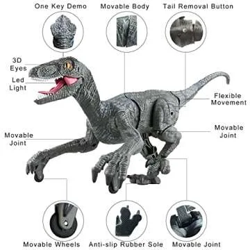 MAMABOO Remote Control Dinosaur Toys for Boys Kids Girls 3 4 5 6 7 8 Electronic RC Robot Toy 2.4Ghz Walking Roaring Velociraptor Realistic 18.1" Jurassic Dino Rechargeable Raptor Blue Birthday Gift