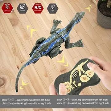 MAMABOO Remote Control Dinosaur Toys for Boys Kids Girls 3 4 5 6 7 8 Electronic RC Robot Toy 2.4Ghz Walking Roaring Velociraptor Realistic 18.1" Jurassic Dino Rechargeable Raptor Blue Birthday Gift