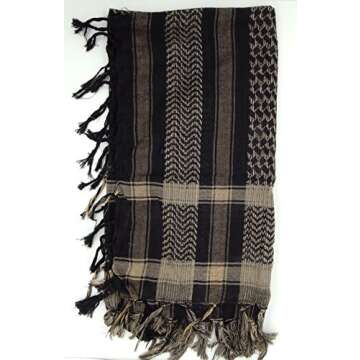 Tapp Collections Premium Shemagh Head Neck Scarf - Black/Camel
