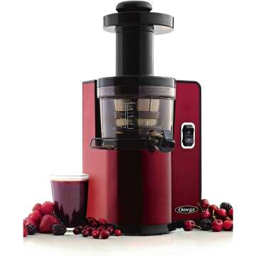 Omega VSJ843QR Cold Press Juicer - Red 150W
