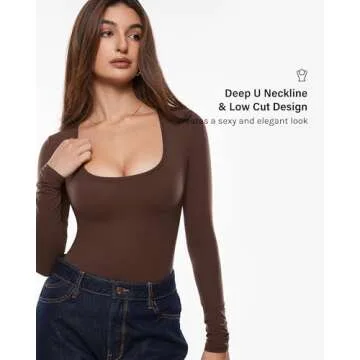 Stylish Inbarely Soft Deep U Neck Long Sleeve Top