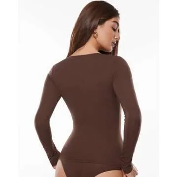 Stylish Inbarely Soft Deep U Neck Long Sleeve Top