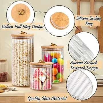 Stylish 3 Pcs Glass Storage Jars Set for Kitchen Use