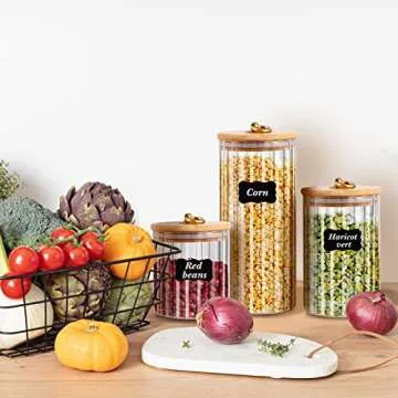 Stylish 3 Pcs Glass Storage Jars Set for Kitchen Use