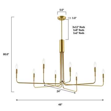 Light Society LS-C317-BB Bella 8-Light Chandelier, Brushed Brass