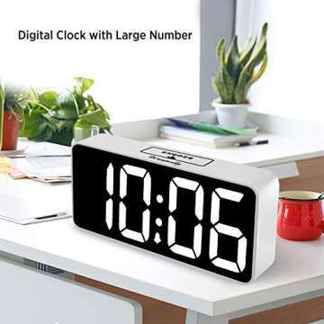 DreamSky Large Digital Alarm Clock Big Numbers for Seniors & Visually Impaired, 9 Inches Electric Clocks for Bedroom, Jumbo Display Fully Dimmable Brightness, USB Ports, Adjustable Alarm Volume