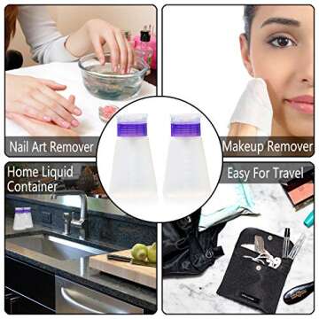 Acetone Pump Dispenser Push Down Pump Dispenser Lockable Alcohol Dispenser Bottle 2 Packs 180ml One-Touch Pump Dispenser Empty Bottle For Alcohol,Acetone,Nail PolishToner ect. (2 packs 180ml)