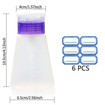 Acetone Pump Dispenser Push Down Pump Dispenser Lockable Alcohol Dispenser Bottle 2 Packs 180ml One-Touch Pump Dispenser Empty Bottle For Alcohol,Acetone,Nail PolishToner ect. (2 packs 180ml)