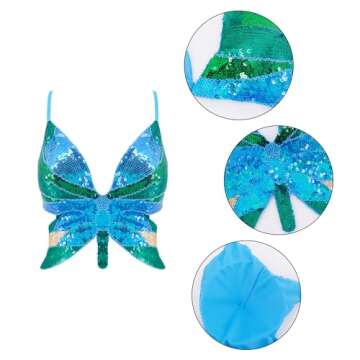 Novia's Choice Women's Sequin Crop Top Butterfly Tank Top Bandage Indian Belly Dance Costume Outfits...