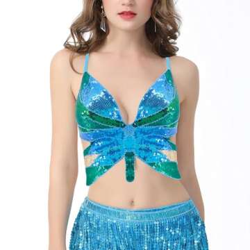 Sequin Butterfly Crop Top for Stylish Performances