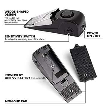 Door Stop Alarm, Door Stopper Security for Home Travel Apartment with 120DB Siren Portable Safety To...