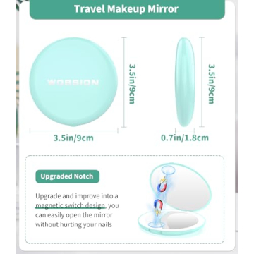 Wobsion LED Travel Makeup Mirror 10x Magnification Compact