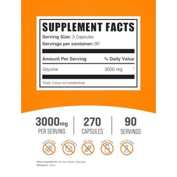 BulkSupplements.com Glycine Capsules - Glycine Supplements, Glycine 3000mg - Amino Acid Supplement, ...