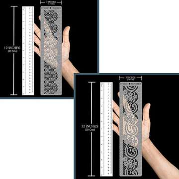 CrafTreat Reusable Lace Border Stencils for Painting on Wood, Canvas, Paper, Fabric, Floor, Wall and Tile - Lace Border1 and Lace Border2-2 Pcs - 3x12 Inch Each - DIY Art and Craft Stencils Borders