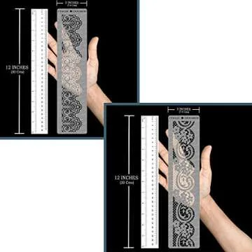 CrafTreat Reusable Lace Border Stencils for Painting on Wood, Canvas, Paper, Fabric, Floor, Wall and Tile - Lace Border1 and Lace Border2-2 Pcs - 3x12 Inch Each - DIY Art and Craft Stencils Borders