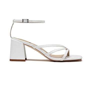 vivianly Women's Chunky Mid Heel Ankle Strap Sandals Square Toe Heeled Sandals