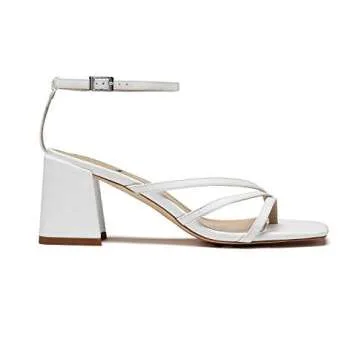 vivianly Women's Chunky Mid Heel Ankle Strap Sandals Square Toe Heeled Sandals