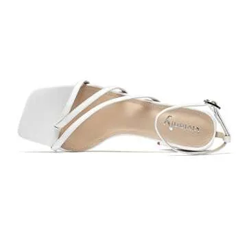 vivianly Women's Chunky Mid Heel Ankle Strap Sandals Square Toe Heeled Sandals