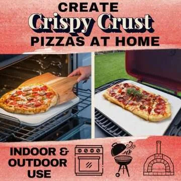 Pizza Stone for Oven and Grill Set - 5PCS Pizza Making Accessories Kit with 15 inch Stones, Peel, Cu...