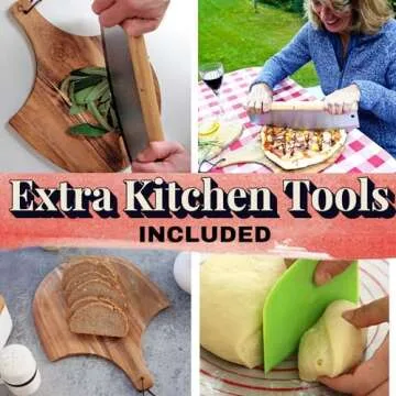 Pizza Stone for Oven and Grill Set - 5PCS Pizza Making Accessories Kit with 15 inch Stones, Peel, Cutter and Dough Tool - Large Rectangular Baking Oven Stones - Baking Stone for Bread