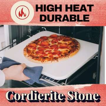 Pizza Stone for Oven and Grill Set - 5PCS Pizza Making Accessories Kit with 15 inch Stones, Peel, Cutter and Dough Tool - Large Rectangular Baking Oven Stones - Baking Stone for Bread