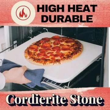 Pizza Stone for Oven and Grill Set - 5PCS Pizza Making Accessories Kit with 15 inch Stones, Peel, Cutter and Dough Tool - Large Rectangular Baking Oven Stones - Baking Stone for Bread