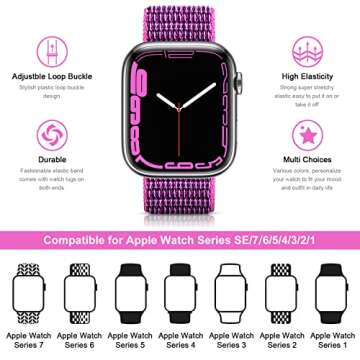 OHOTLOVE Nylon Sport Band Compatible with Apple Watch Band 38mm 40mm 41mm 42mm 44mm 45mm 46mm 49mm, Adjustable Breathable Women Men Braided Strap Compatible for iWatch Series 10/9/8/7/6/5/SE/Ultra