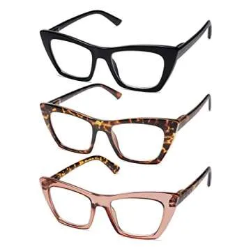 AMOMOMA Oversized Reading Glasses for Women | Trendy Cat Eye Blue Light Readers