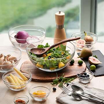 Sweejar Glass Mixing Bowls Set(set of 9),Nesting Bowls for Space Saving Storage,Great for Cooking,Baking,Prepping,Stackable Bowl Set…