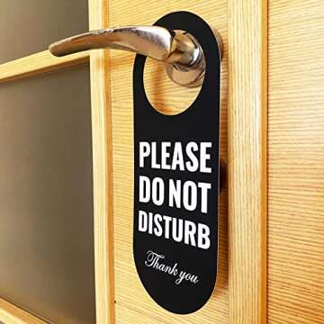 Do Not Disturb Door Hanger Sign 2 Pack (Black/White Double Sided) Please Do Not Disturb on Front and...