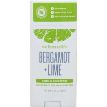Schmidt's Aluminum Free Natural Deodorant For 24 Hour Odor Protection and Freshness, Bergamot + Lime...