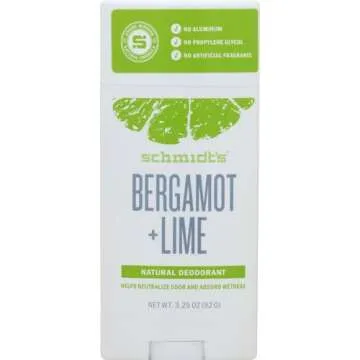 Schmidt's Aluminum Free Natural Deodorant For 24 Hour Odor Protection and Freshness, Bergamot + Lime...