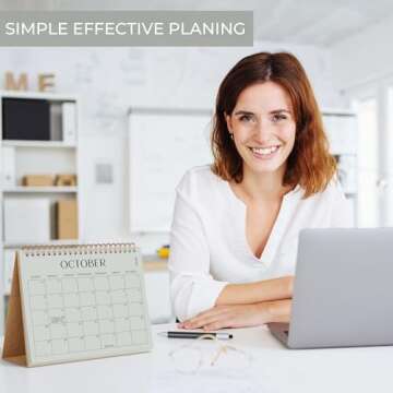 Aesthetic Desk Calendar 2025 - Runs from August 2024 until June 2026 - Beautiful Small 2025-2026 Flip Desktop Calendar for Easy Organizing